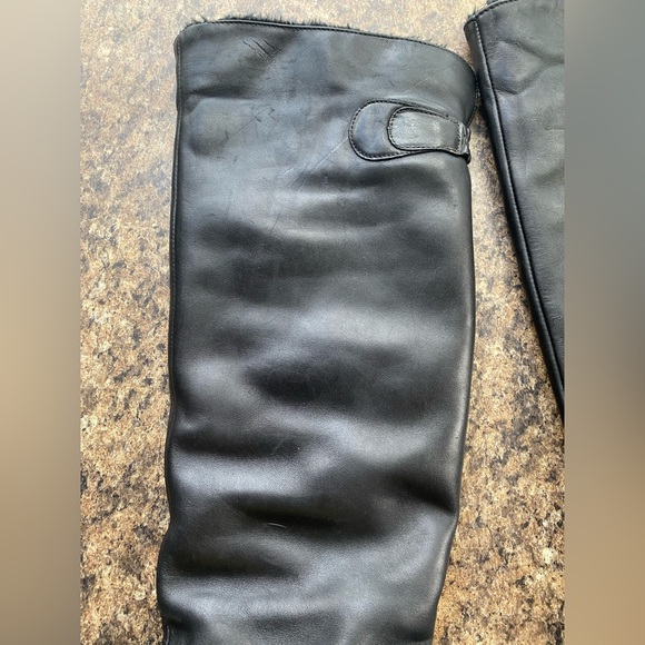Blondo Vintage Black Knee-High Leather Boots Faux Fur Made in Canada W8 - Picture 5 of 9